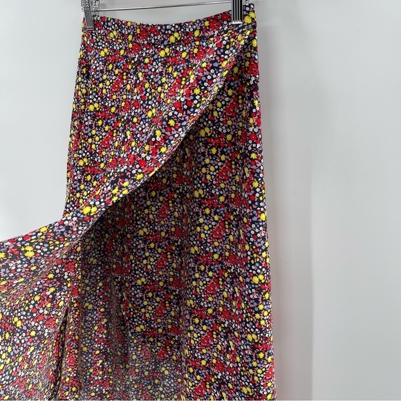J. Crew Floral Whimsygoth High-Low Faux Wrap Cottagecore Midi Skirt Size XXS - Picture 9 of 11